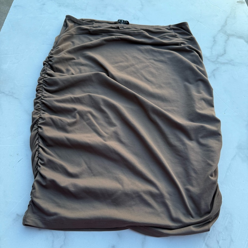 David Lerner Size L Brown Ruched Pencil Skirt